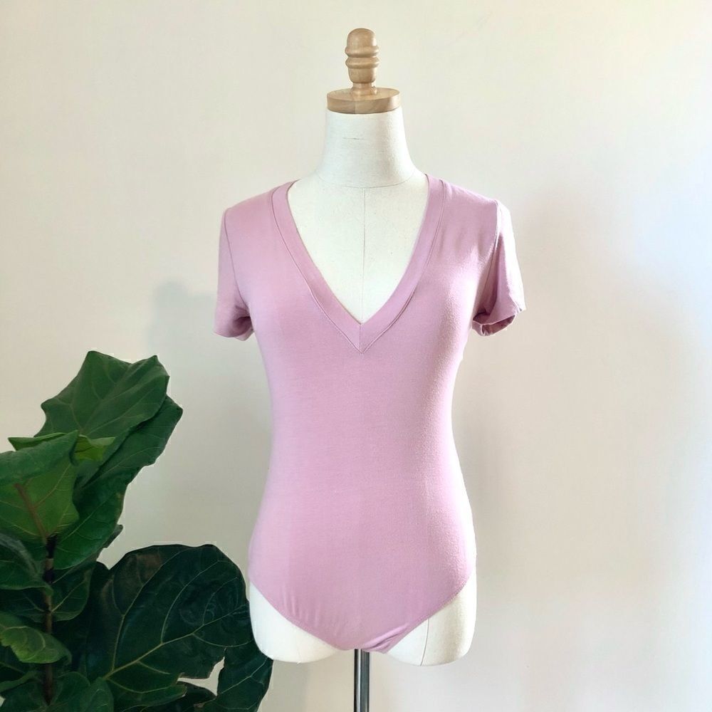 Free People V Neckline Bodysuit Pink Small
